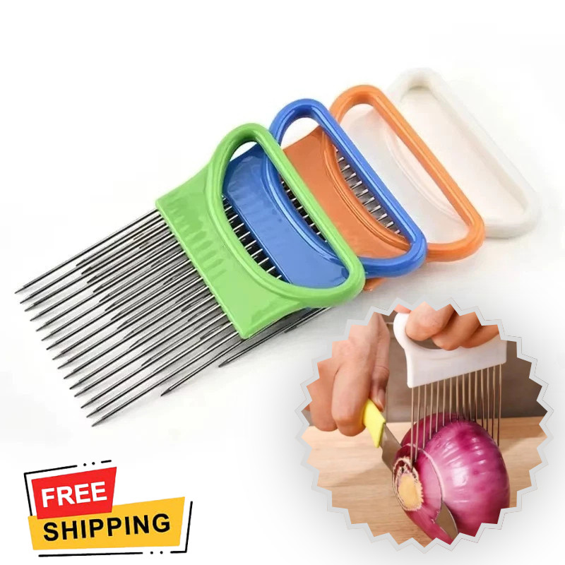Stainless Steel Onion Slicer Holder Vegetable Chopper Cutter Kitchen Tool