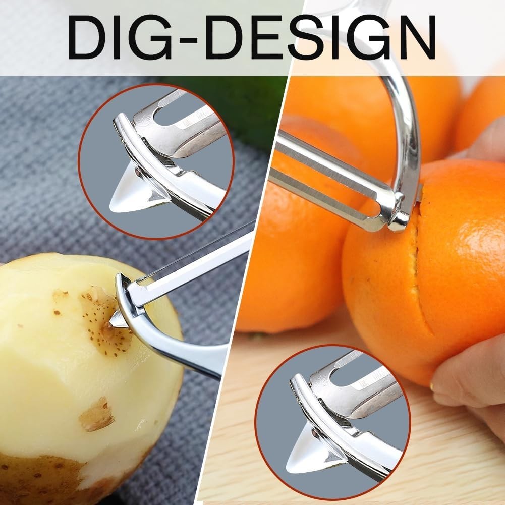 Stainless Steel Y Peeler with Non-Slip Grip – Effortless Peeling, 1 Pack
