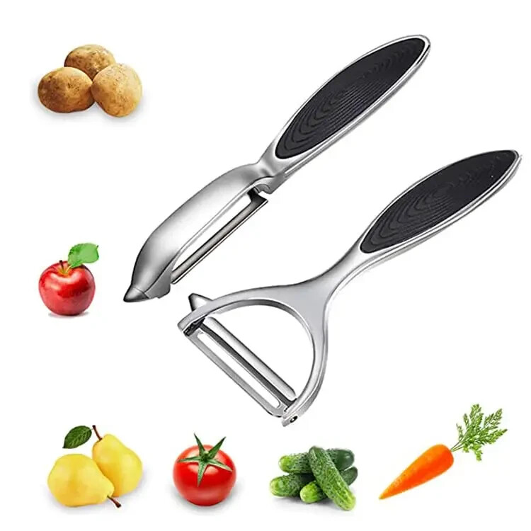 2 Stainless Steel Vegetable Fruit Peeler Set-Non-Slip Safe Handle Potato Peeler