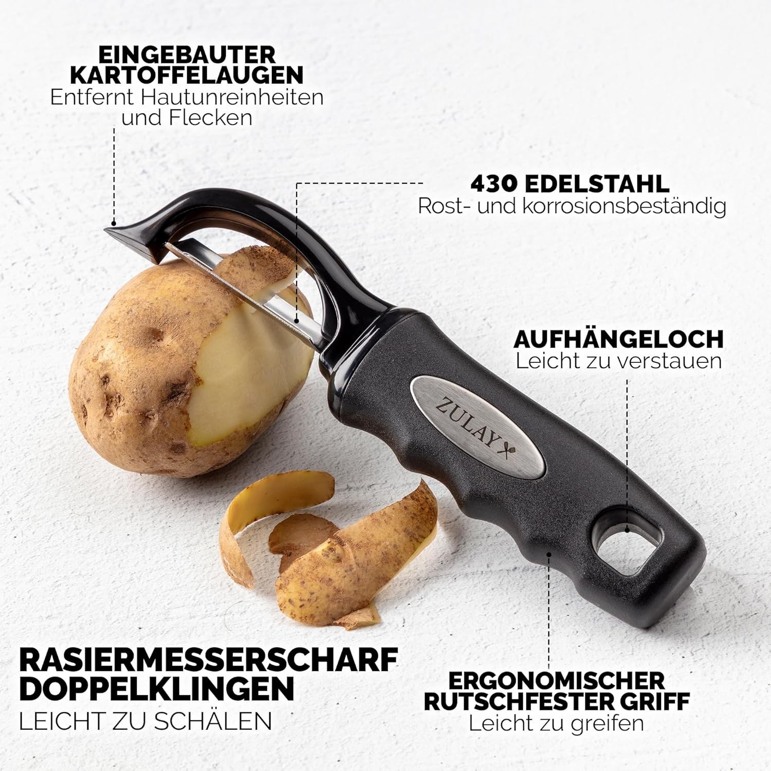 Durable Stainless Steel Vegetable Peeler with Ergonomic Non-Slip Handle – Black