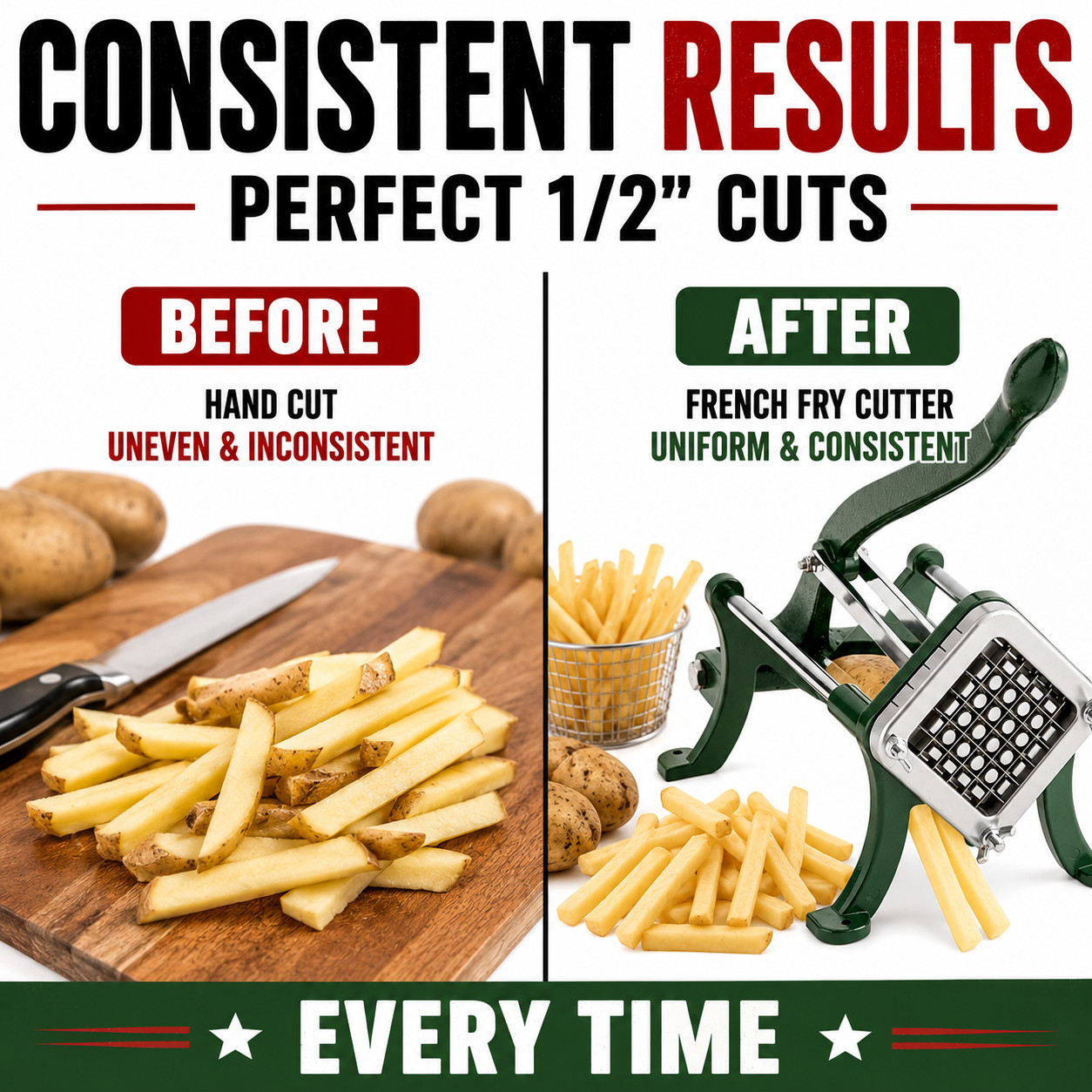 Choice 1/2″ French Fry Cutter Cast Iron Potato Slicer Manual Commercial
