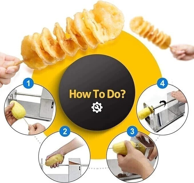 Tornado Potato Spiral Cutter, Manual Stainless Steel Potatoes Twister Slicer BBQ