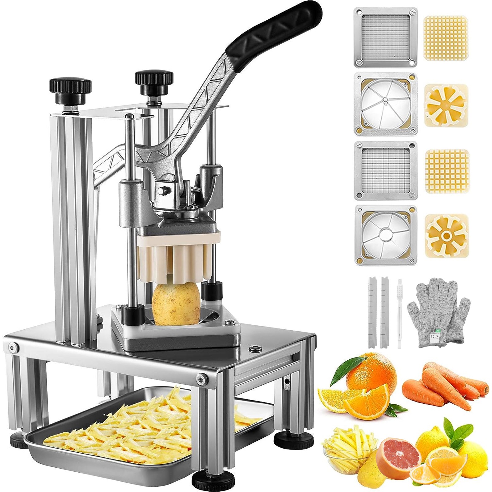VEVOR Commercial Vegetable Dicer Vegetable Chopper 4 Blades French Fry Cutter