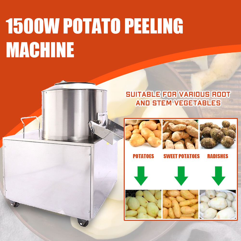 480LBS /H Potato Washer 1500W Electric 430 Stainless Steel Potato Peeler New