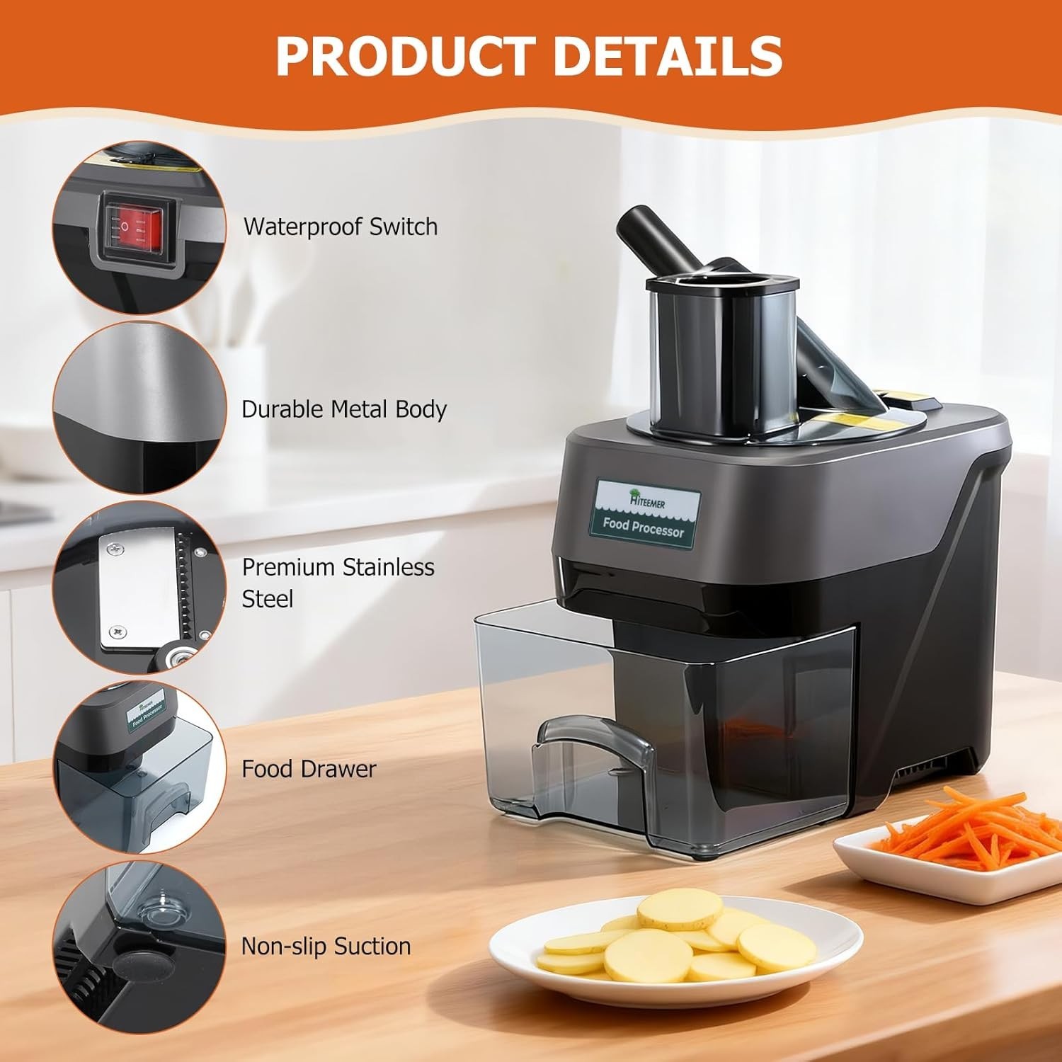 5-In-1 Electric Vegetable Chopper, Commercial Vegetable Slicer Food Processor…