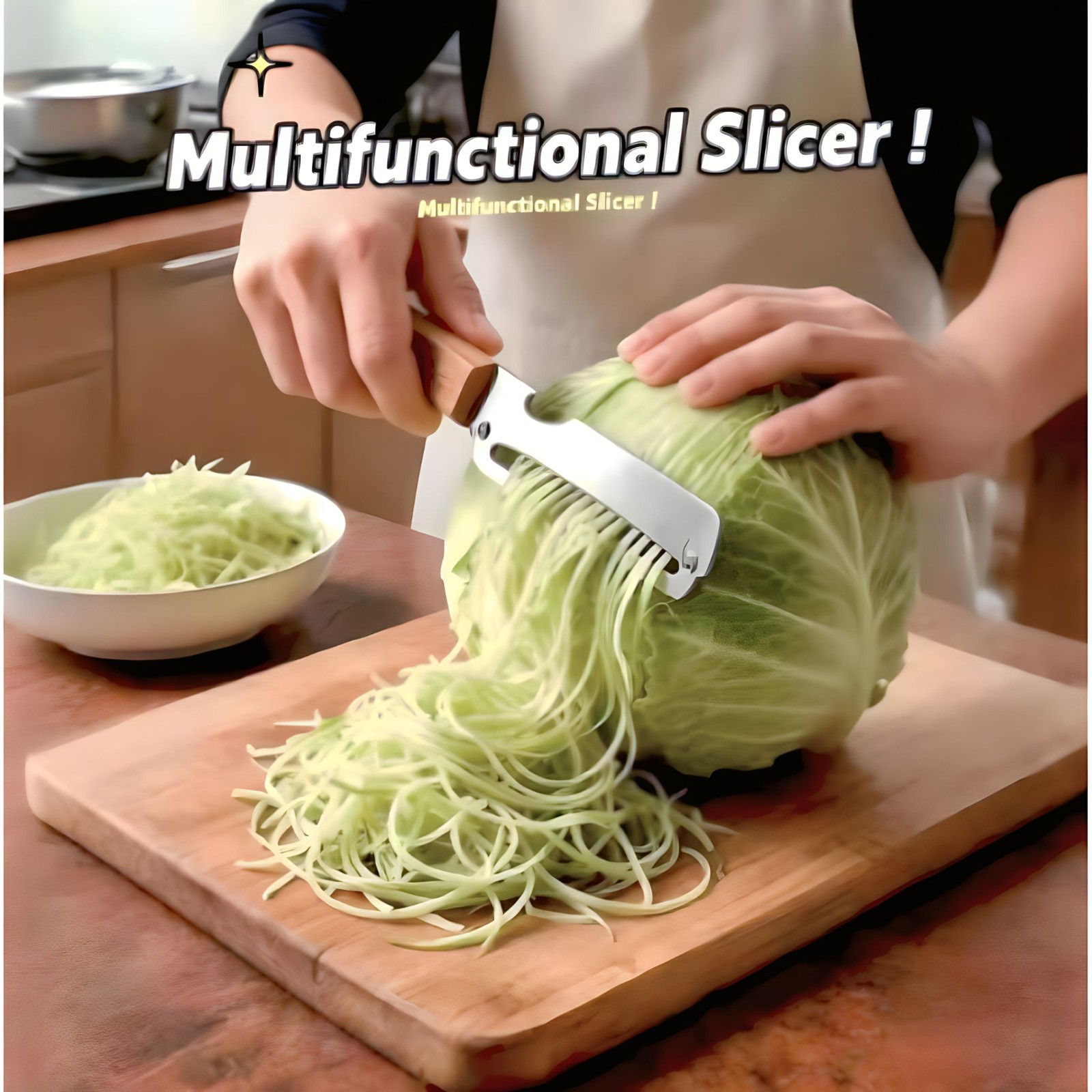 Vegetable Peeler Stainless Steel Wooden Handle Kitchen Slicer Cabbage Shredder