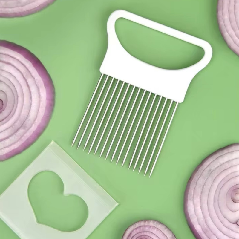 Stainless Steel Onion Slicer Holder Vegetable Chopper Cutter Kitchen Tool