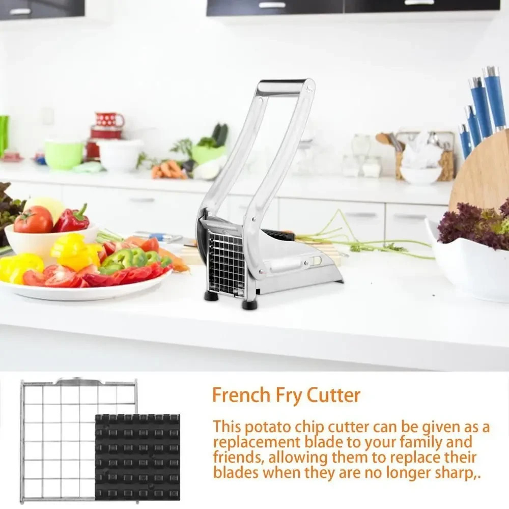 Manual Potato French Fry Cutter Slicer Chopper 2 Blade Sizes Heavy Duty Steel