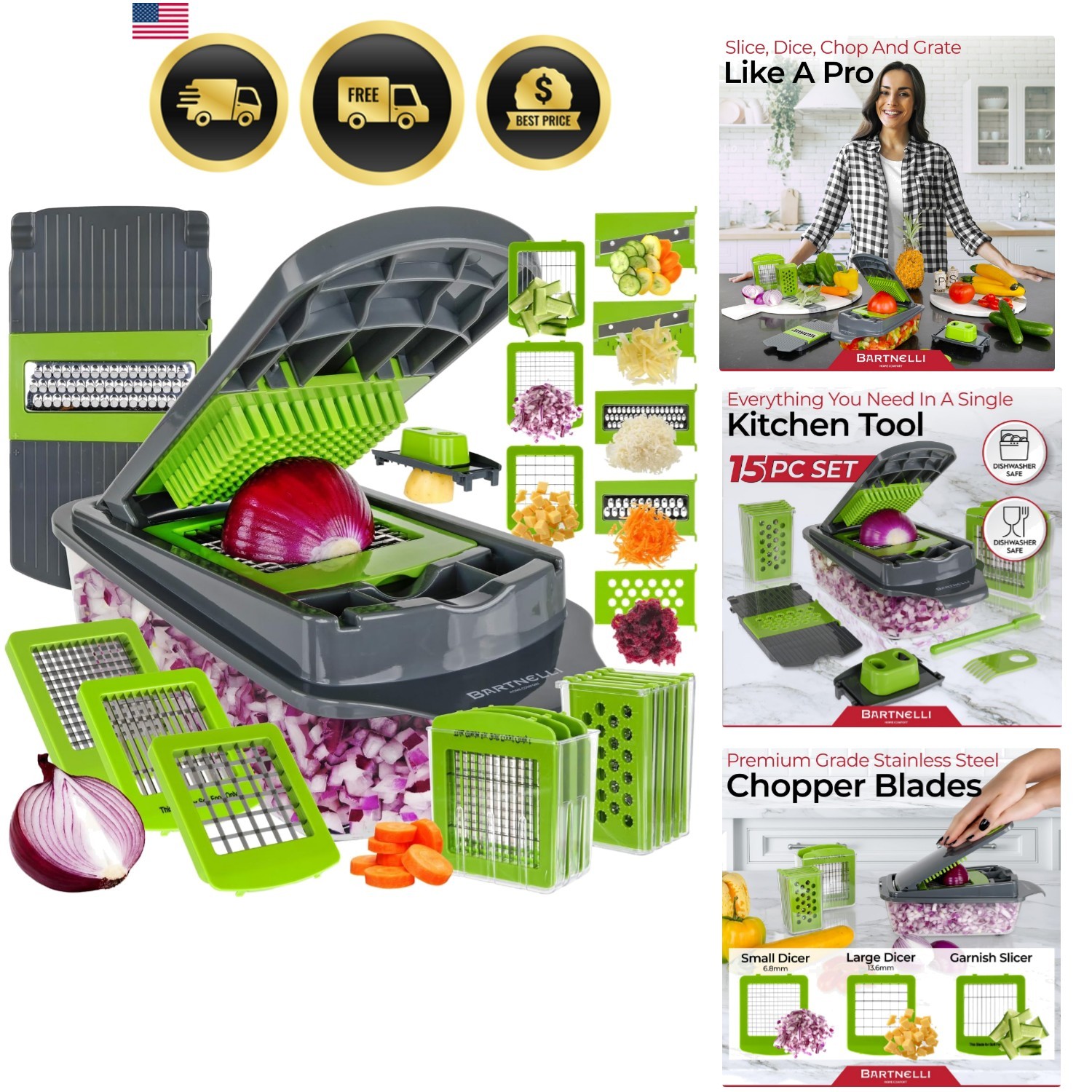 Vegetable Chopper Food Slicer Pro | 15 Pc MultiFuctional Kitchen Gadgets for …