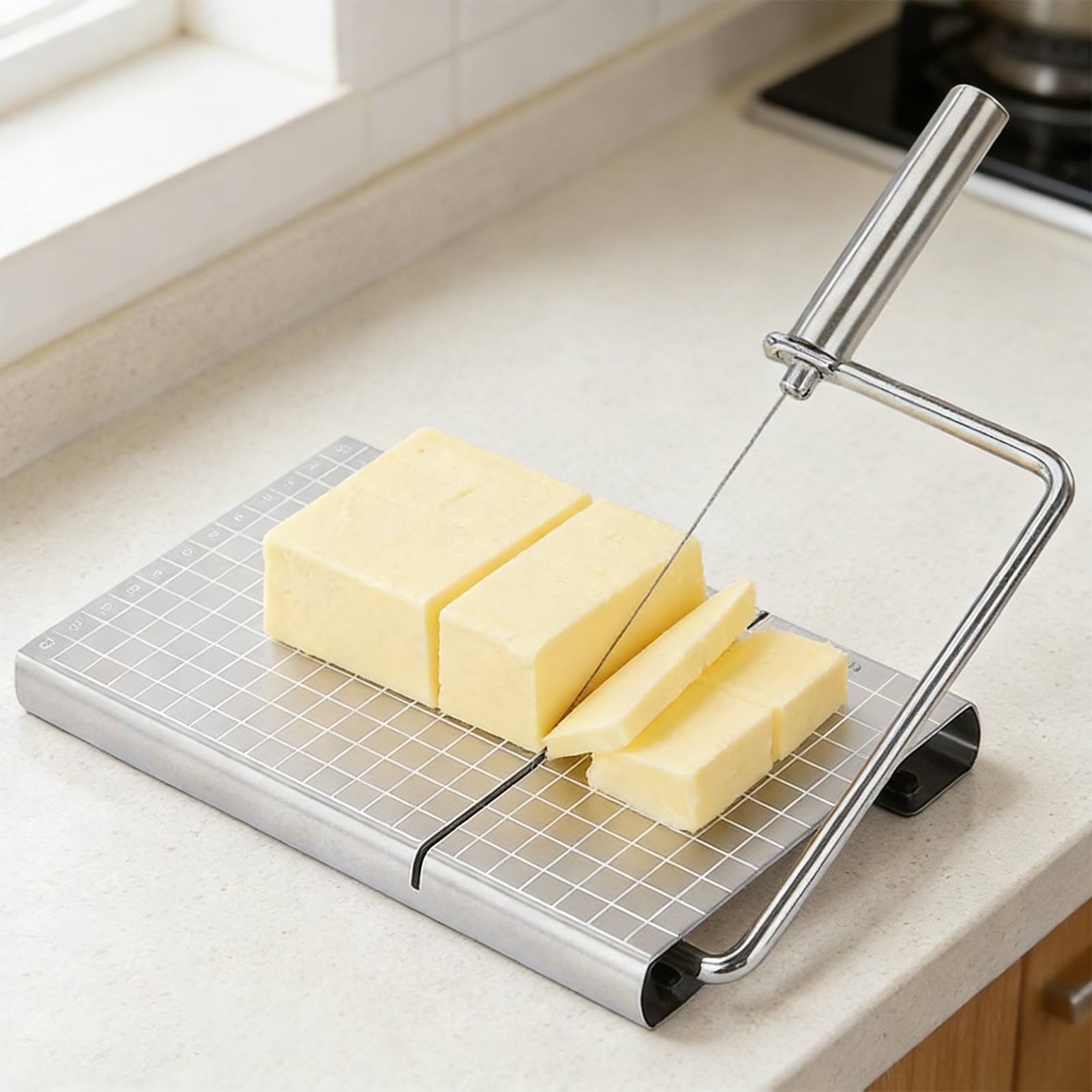 Replaceable Wire Cheese Slicer, Multipurpose Stainless Steel Cheese Cutter