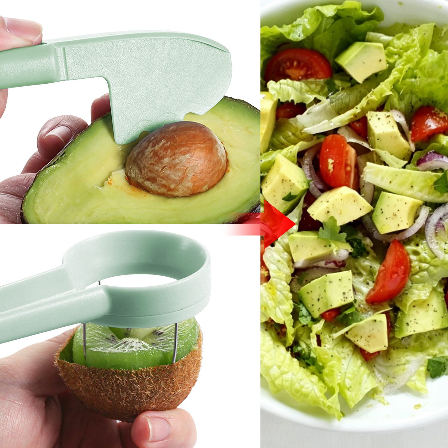 Multifunctional Avocado Kiwi Cutter – 3-in-1 Slicer Corer & Peeler Kitchen Tool