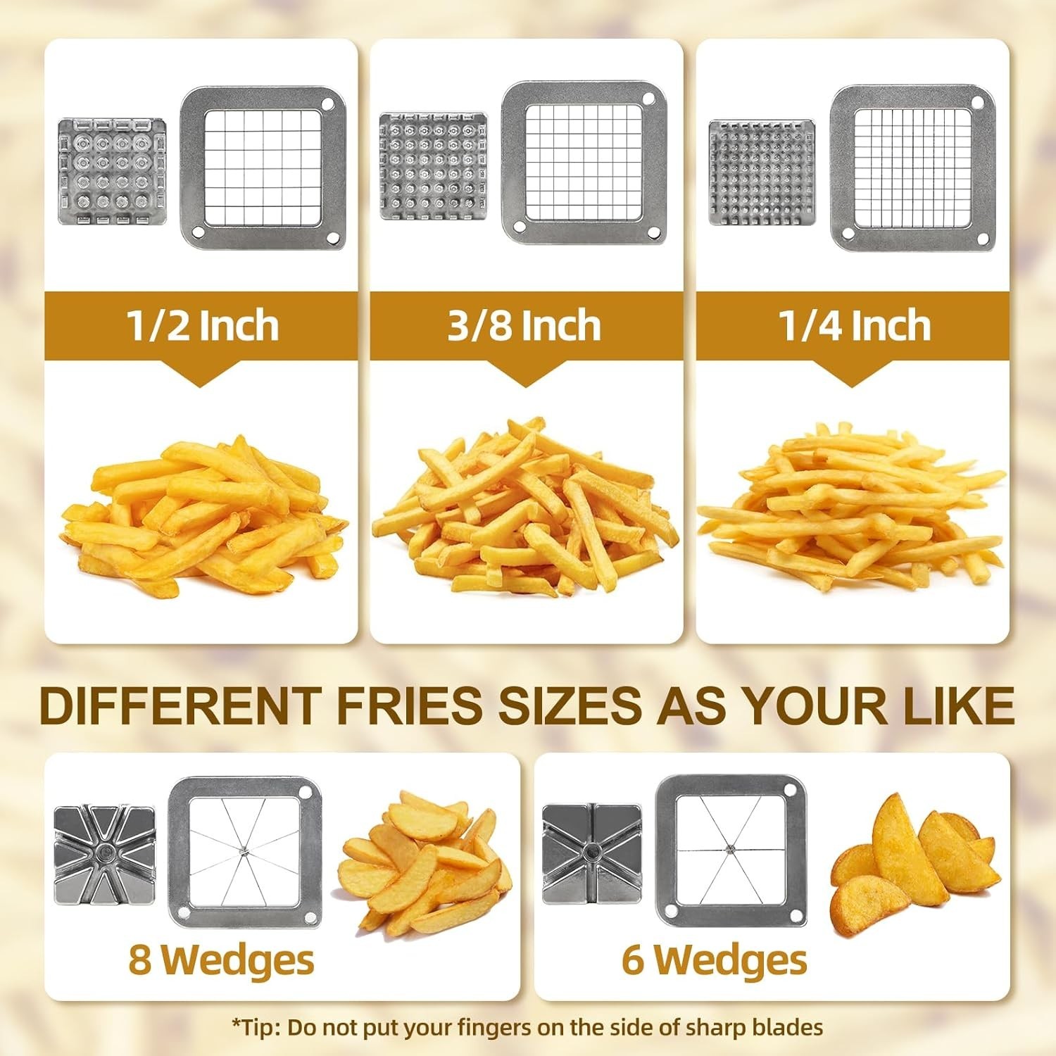 French Fry Cutter Commercial Potato Slicer with Suction Feet Complete Set, In…