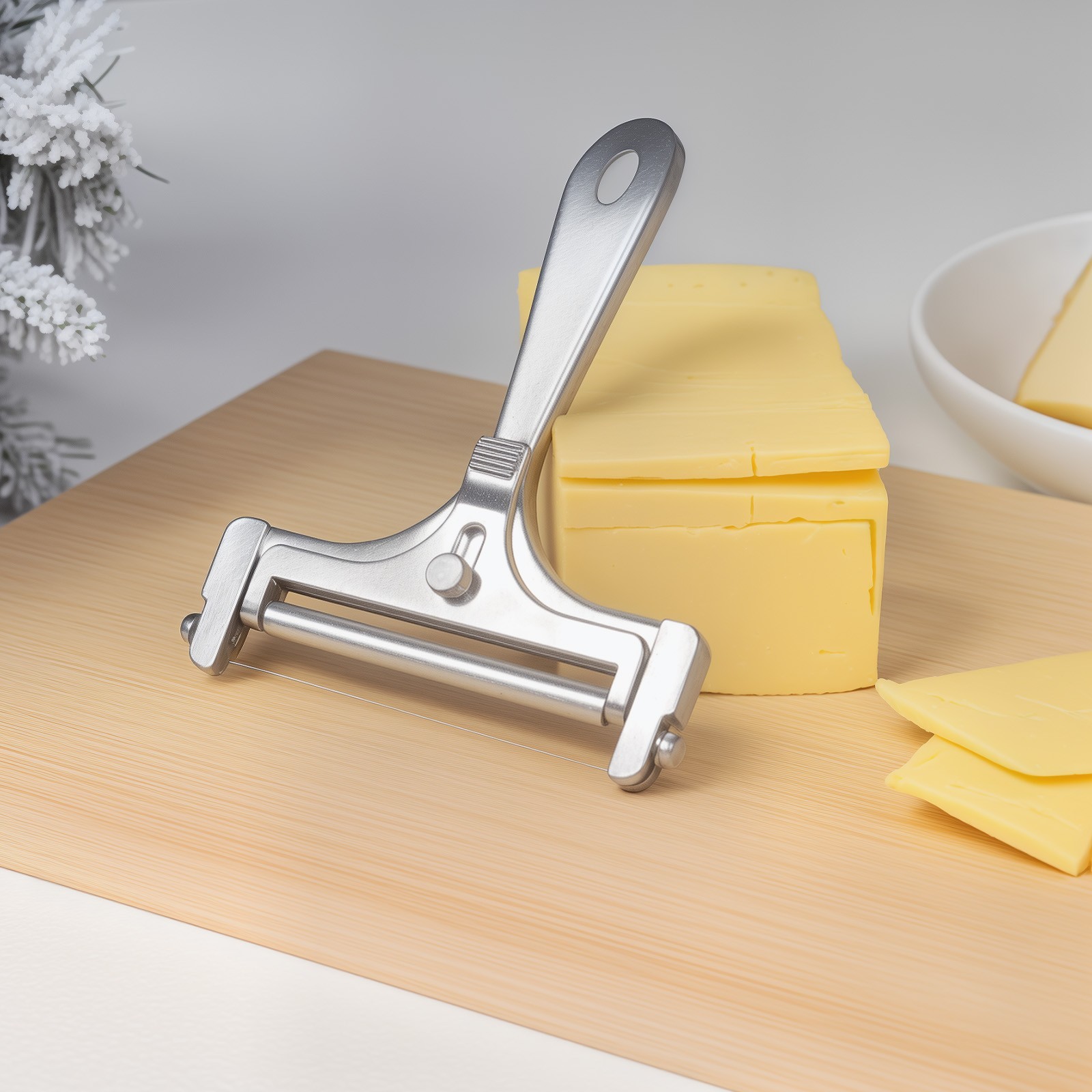 Stainless Steel Cheese Slicer Adjustable Thickness Wire Cheese Cutter Perfectly