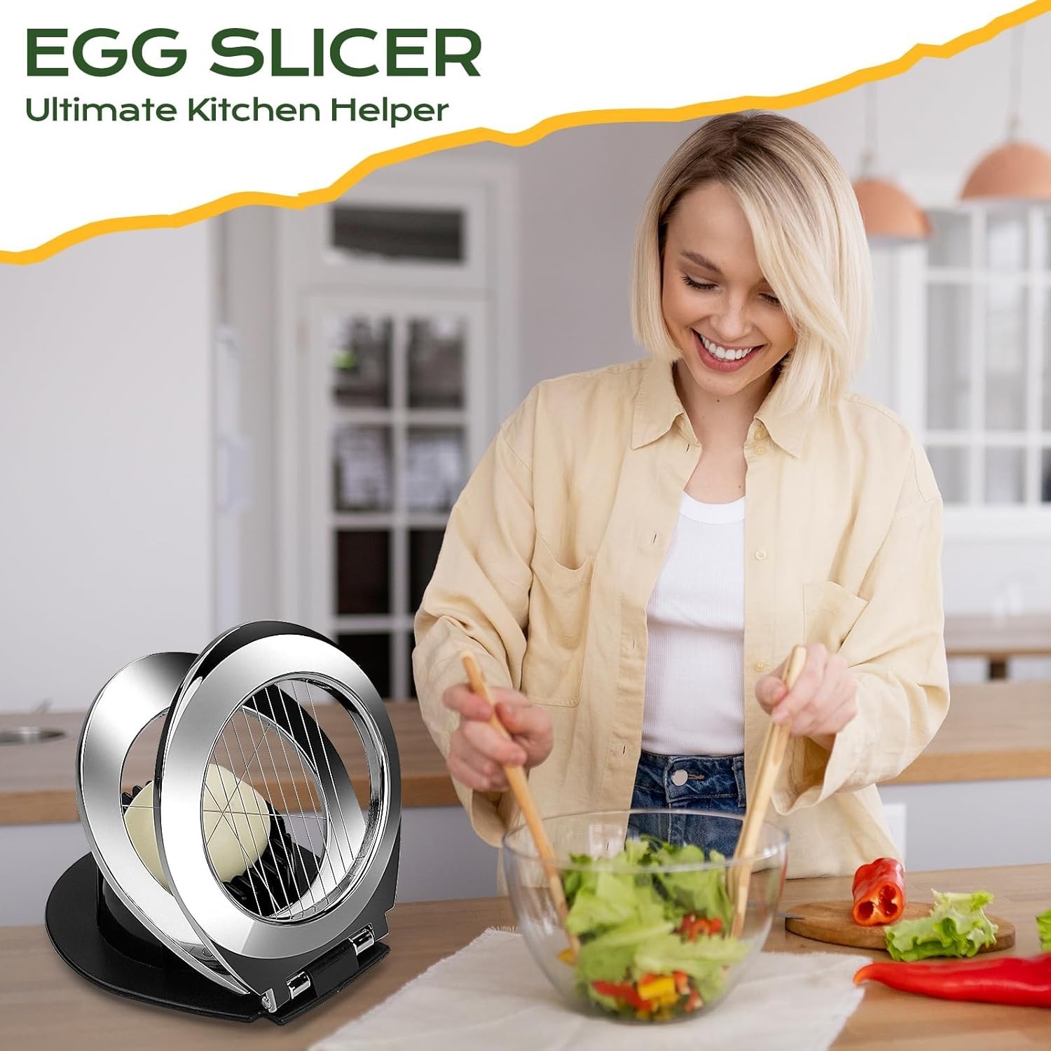Egg Cutter for Hard Boiled Egg Heavy Duty Egg Slicer for Kitchen Stainless Steel
