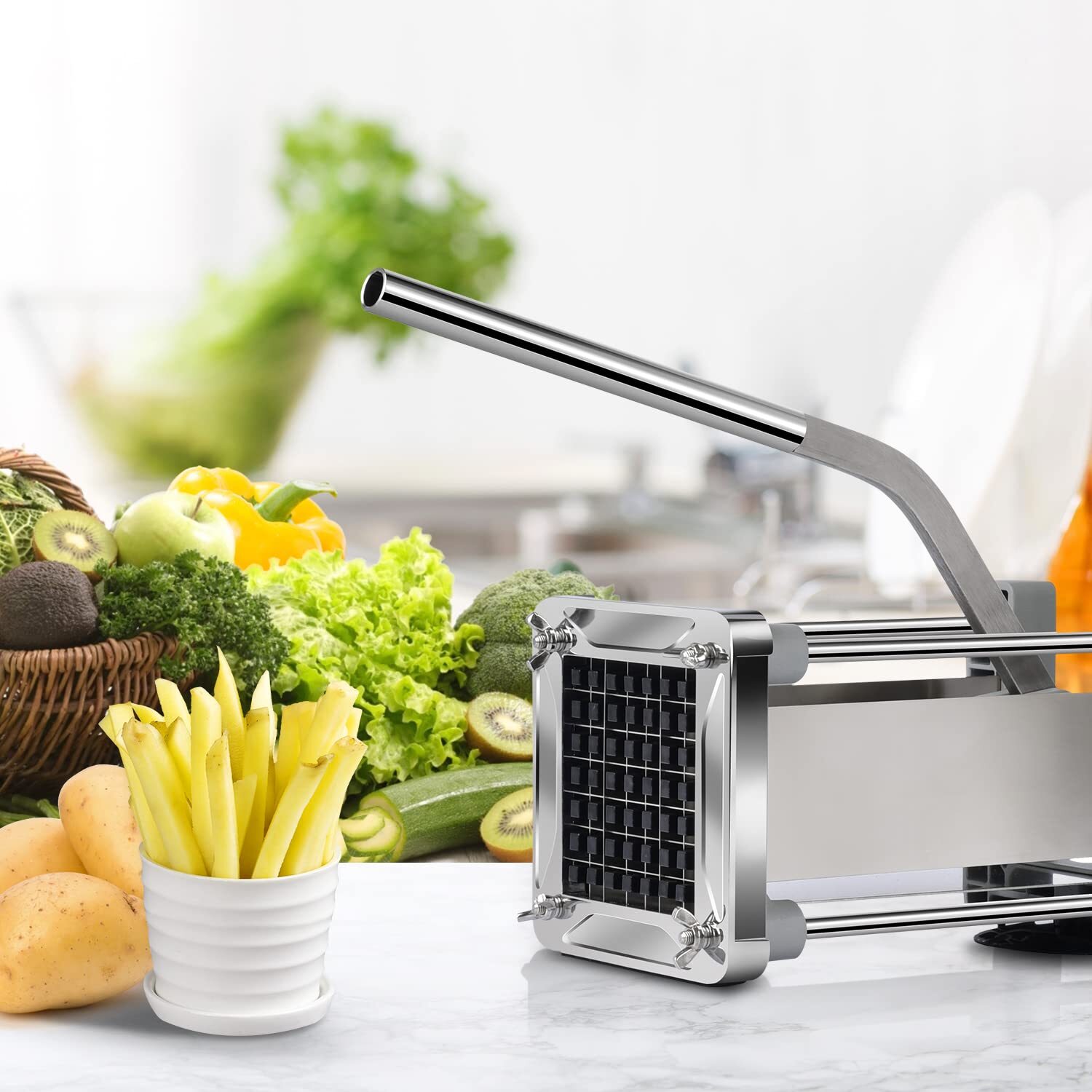 French Fry Cutter, Sopito Professional Potato Cutter Stainless Steel with 1/2-In