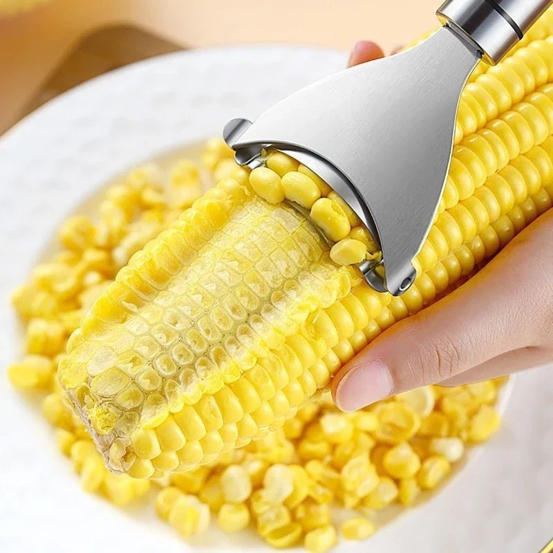 Stainless Steel Corn Cob Peeler Stripper Remover Kitchen Cutter Thresher Tool