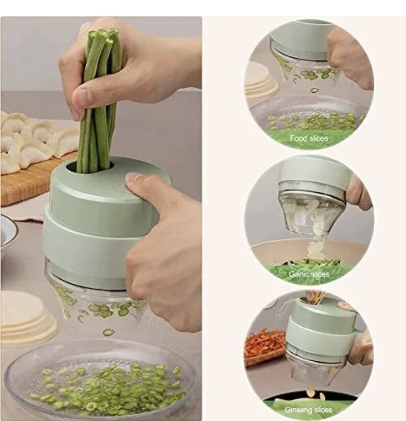 4 in 1 Handheld Electric Vegetable Cutter Set USB Charger Ginger Grinder Machine