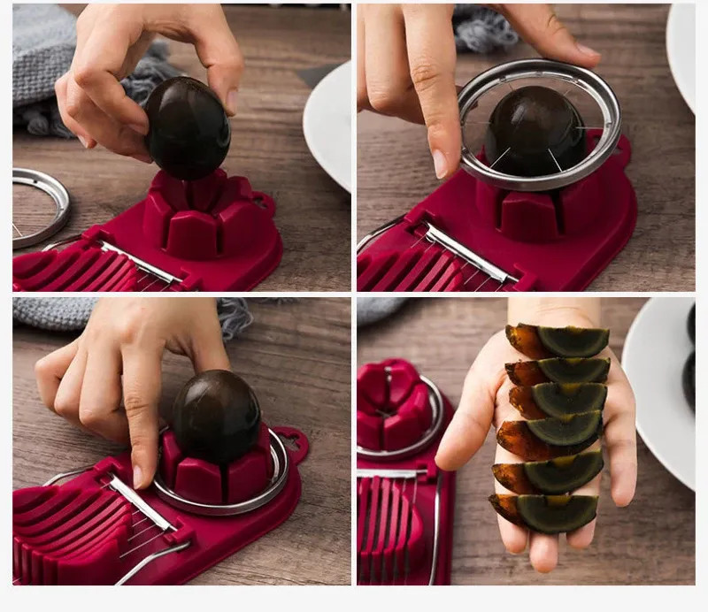 Multifunctional PP Base egg cutter 2-in-1 stainless steel wire pull egg