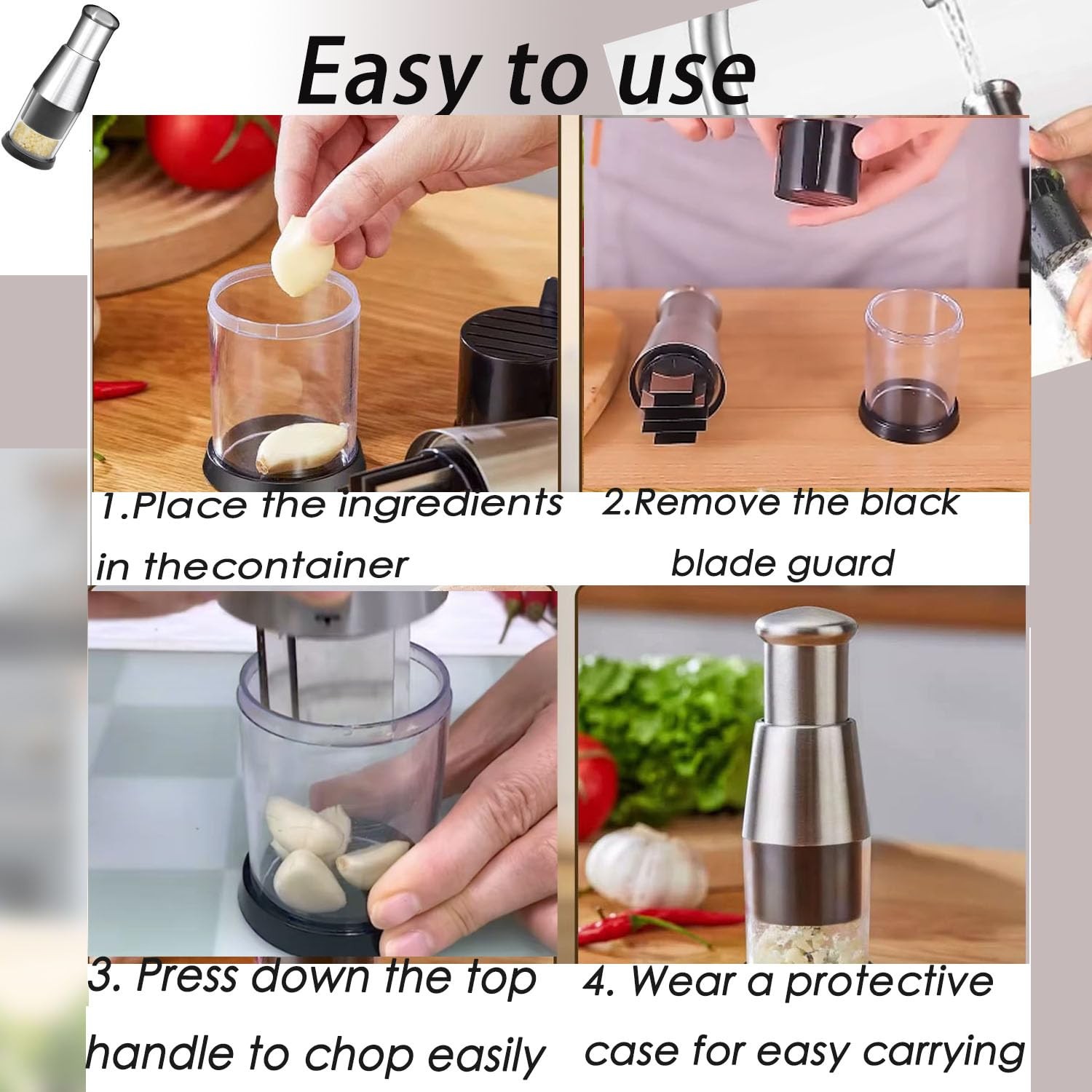 2025 Upgraded Compact Mini Dicer Food ChopperFunctional Manual Press Stainles…