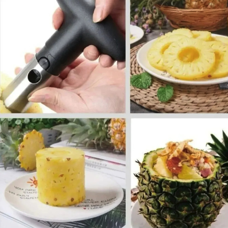 1pc Stainless Steel Pineapple Corer & Slicer – Black Premium Tool – NEW