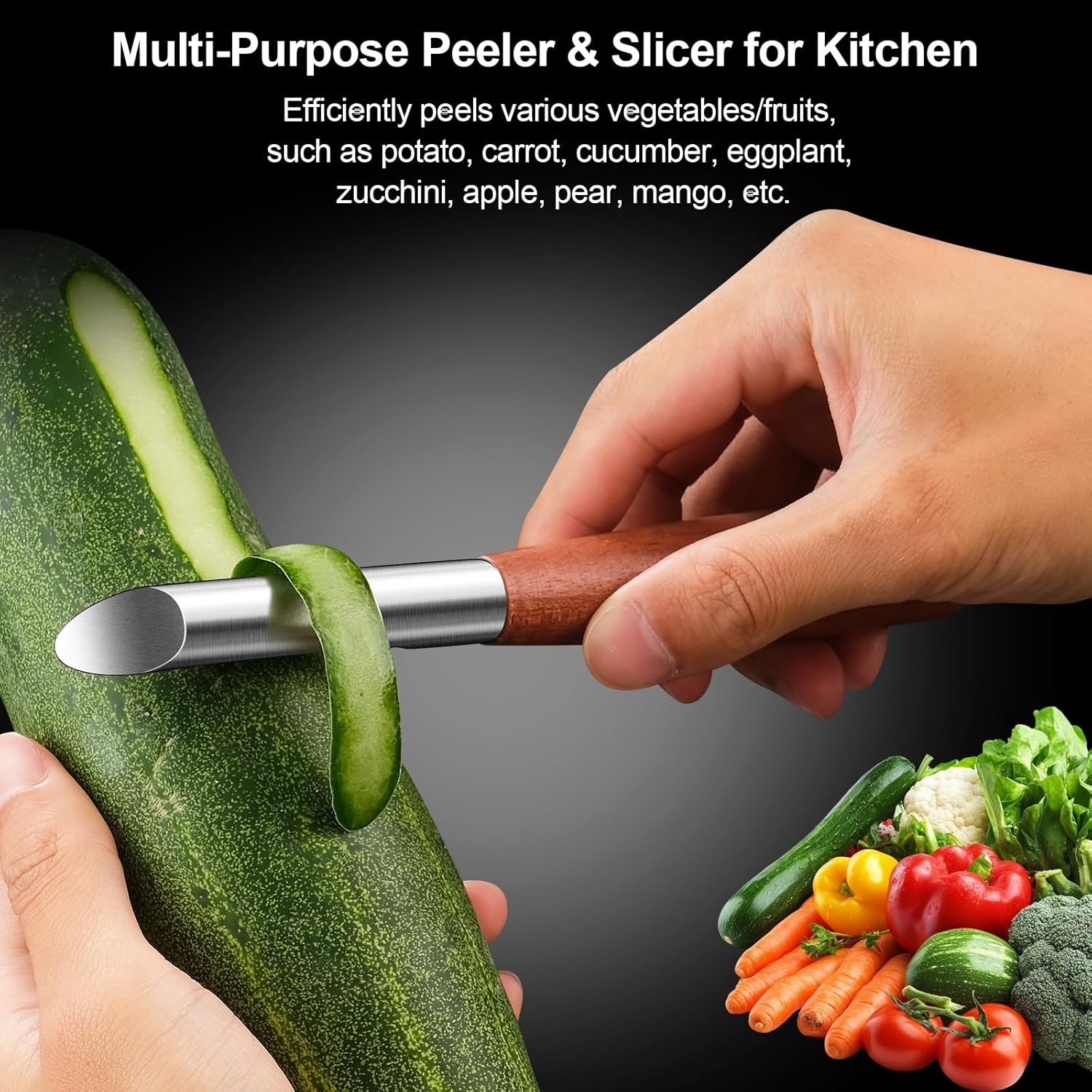 Vegetable Fruit Peeler Stainless Steel Sharp Kitchen Tool Ergonomic Wooden Ha…