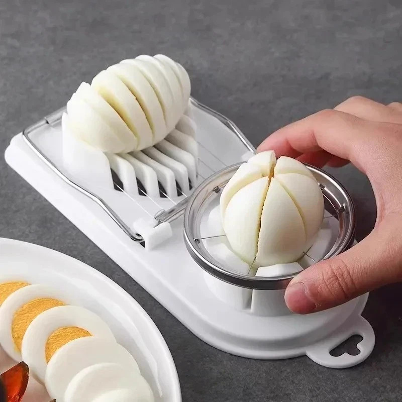 2-in-1 Stainless Steel Wire Egg Cutter Slicer with PP Base – Kitchen Accessory*