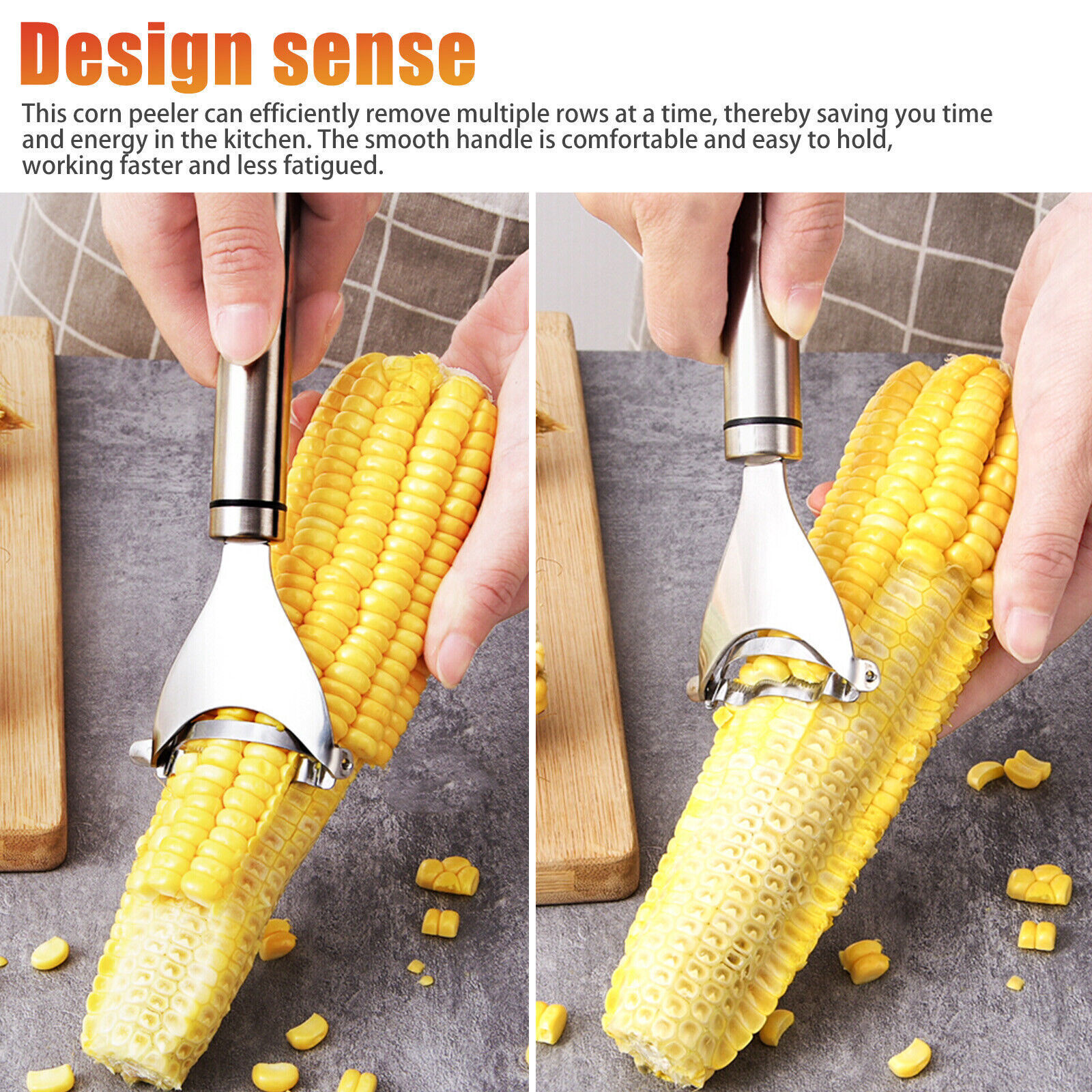 2x Stainless Steel Corn Cob Peeler Stripper Remover Kitchen Cutter Thresher Tool