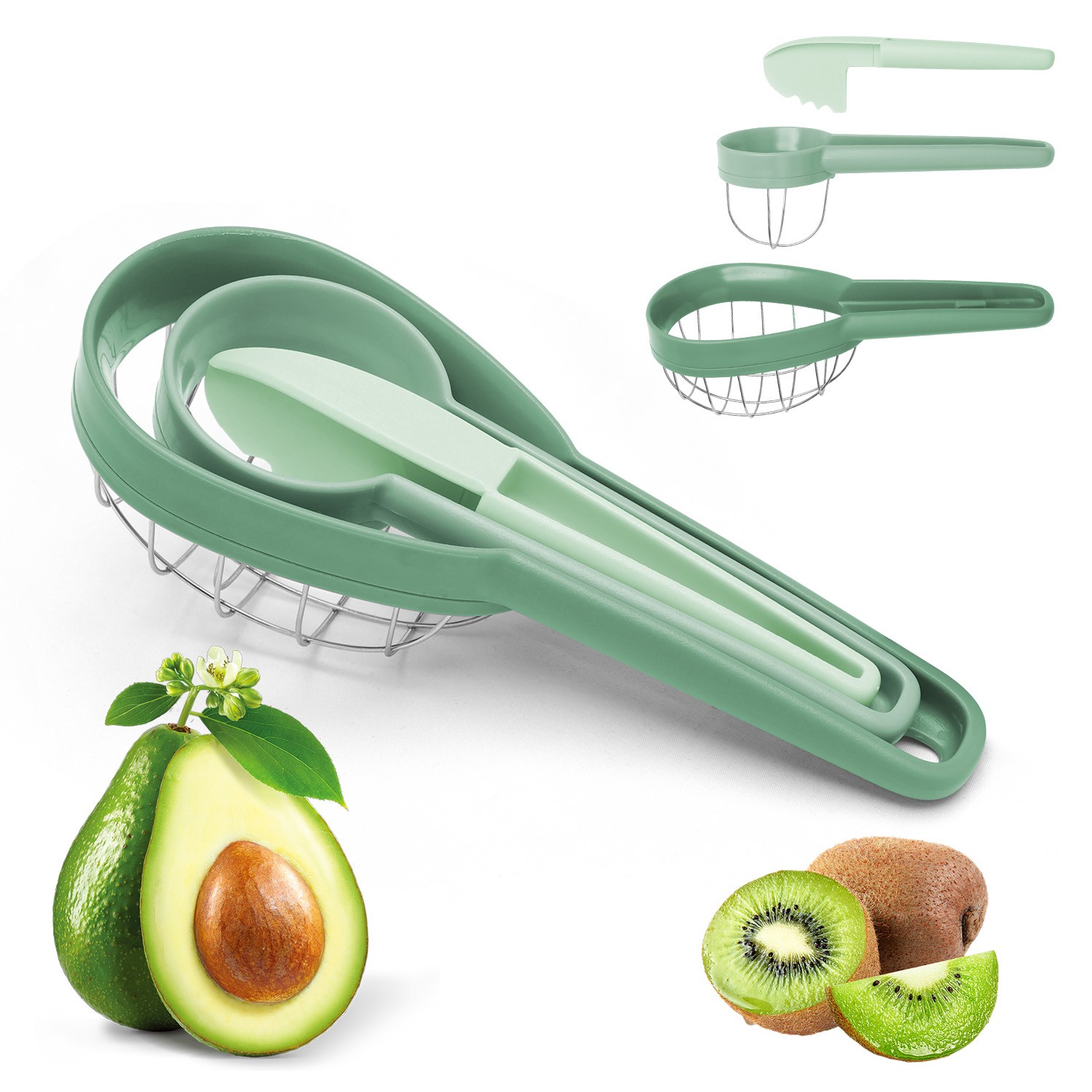 Multifunctional Avocado Kiwi Cutter – 3-in-1 Slicer Corer & Peeler Kitchen Tool