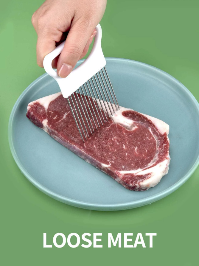 2X Stainless Steel Onion Holder – Veg & Meat Cutter with Prongs, Kitchen Gadget