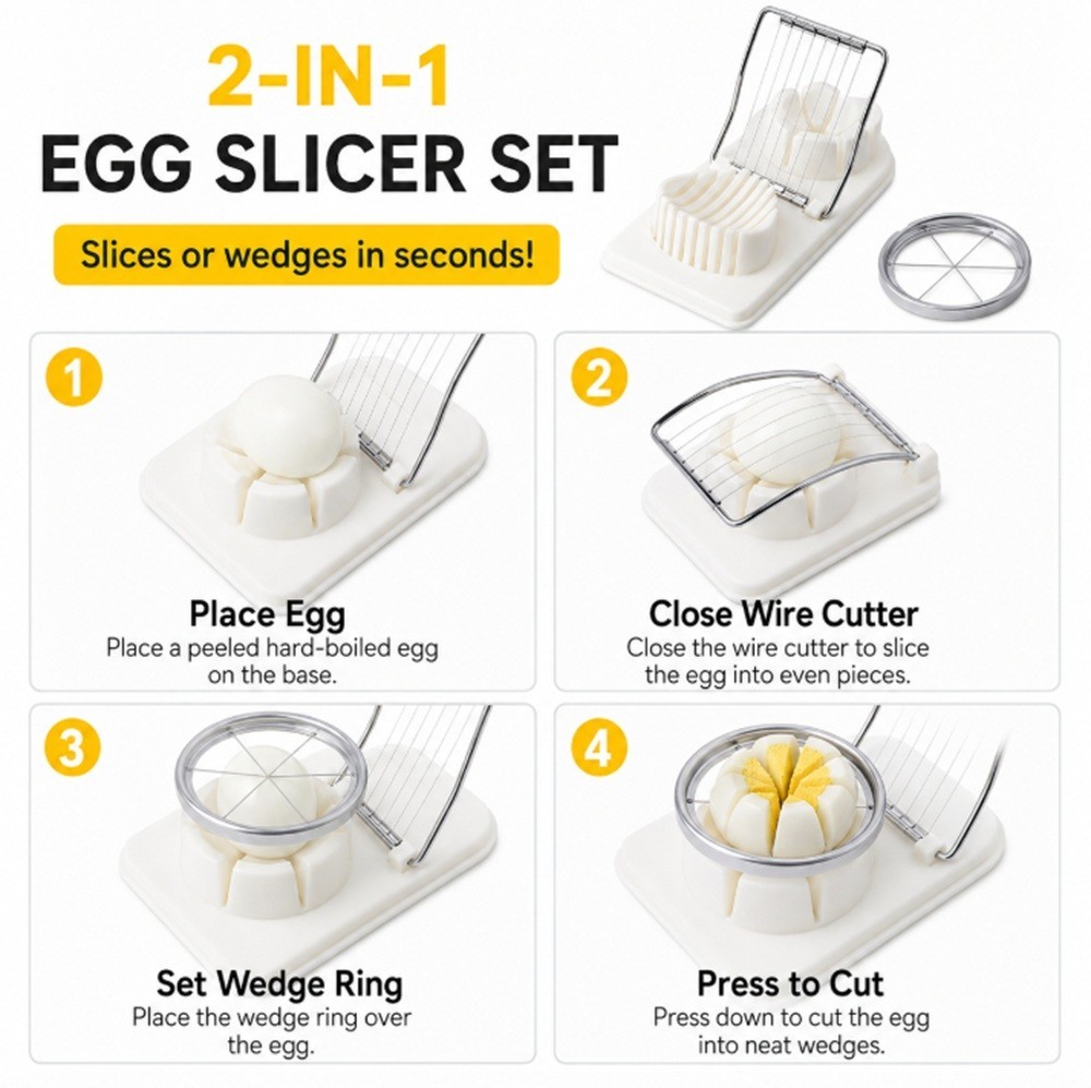 2-in-1 Stainless Steel Egg Slicer & Mushroom Tomato Chopper – Kitchen Cutter