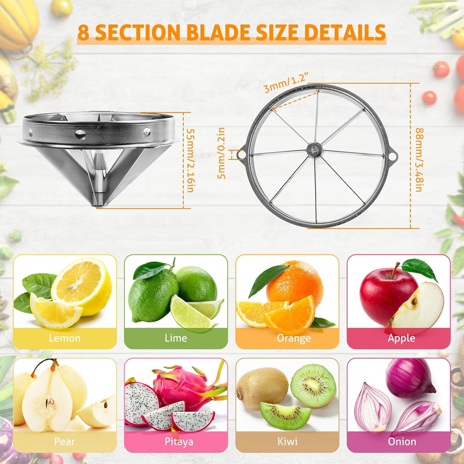 8 Section Blade for Commercial Easy Wedger Lemon Cutter Blade Stainless Steel Fr