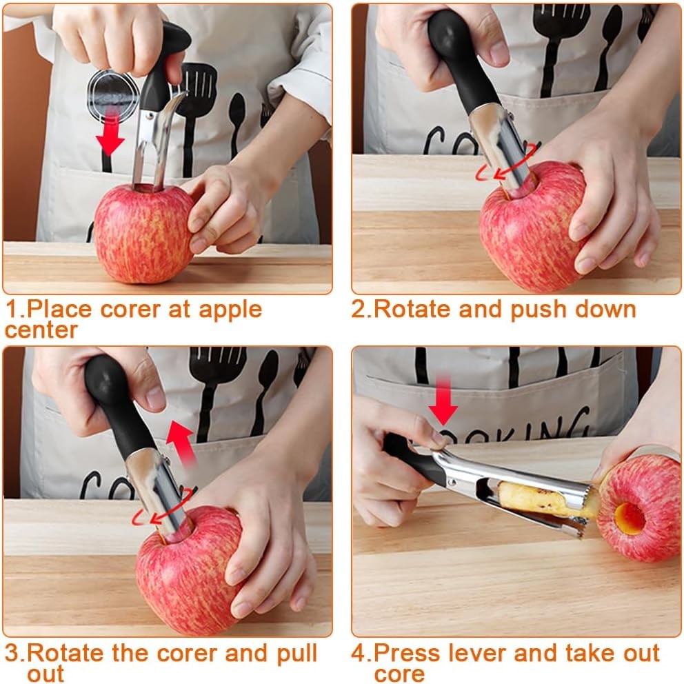 Fruit Apple Corer Pear Tools Stainless Steel Kitchen Twist Easy Core Remover US