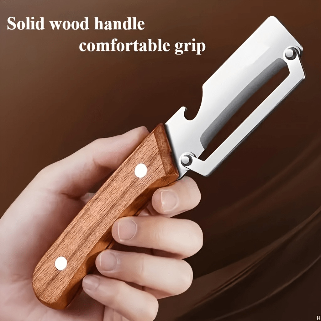 Multi-Functional Vegetable Peeler with Wooden Handle – 3CR13 Stainless Steel