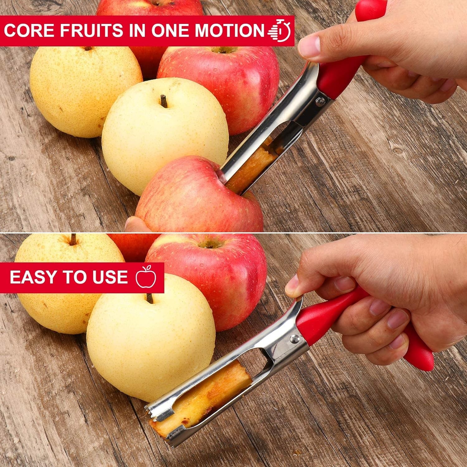 Fruit Apple Corer Pear Tools Stainless Steel Kitchen Twist Easy Core Remover US