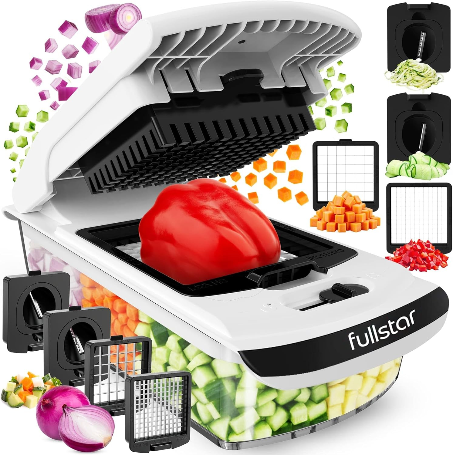 Original Pro Chopper 4 in 1 Vegetable Chopper Spiralizer Food Slicer White
