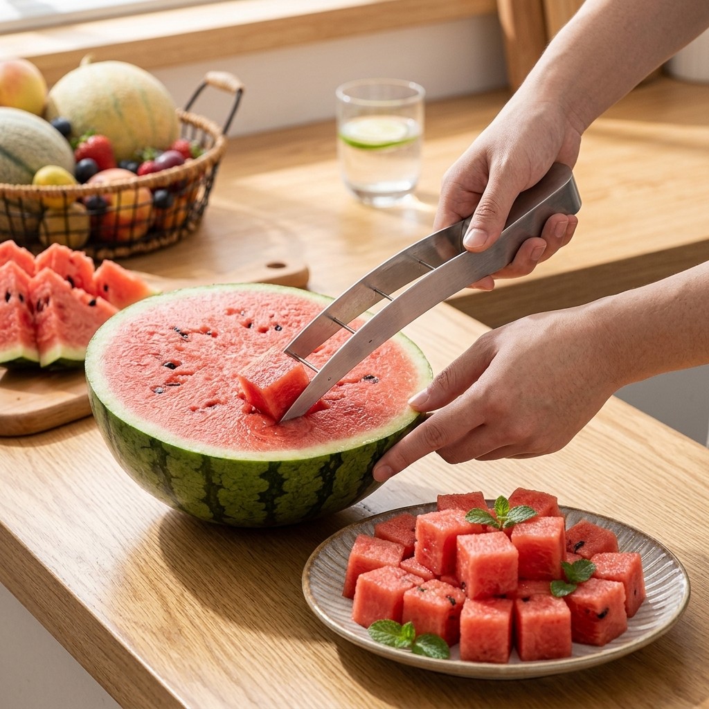 Watermelon Cube Slicer Cutter Stainless Steel Kitchen Fruit Prep Tool