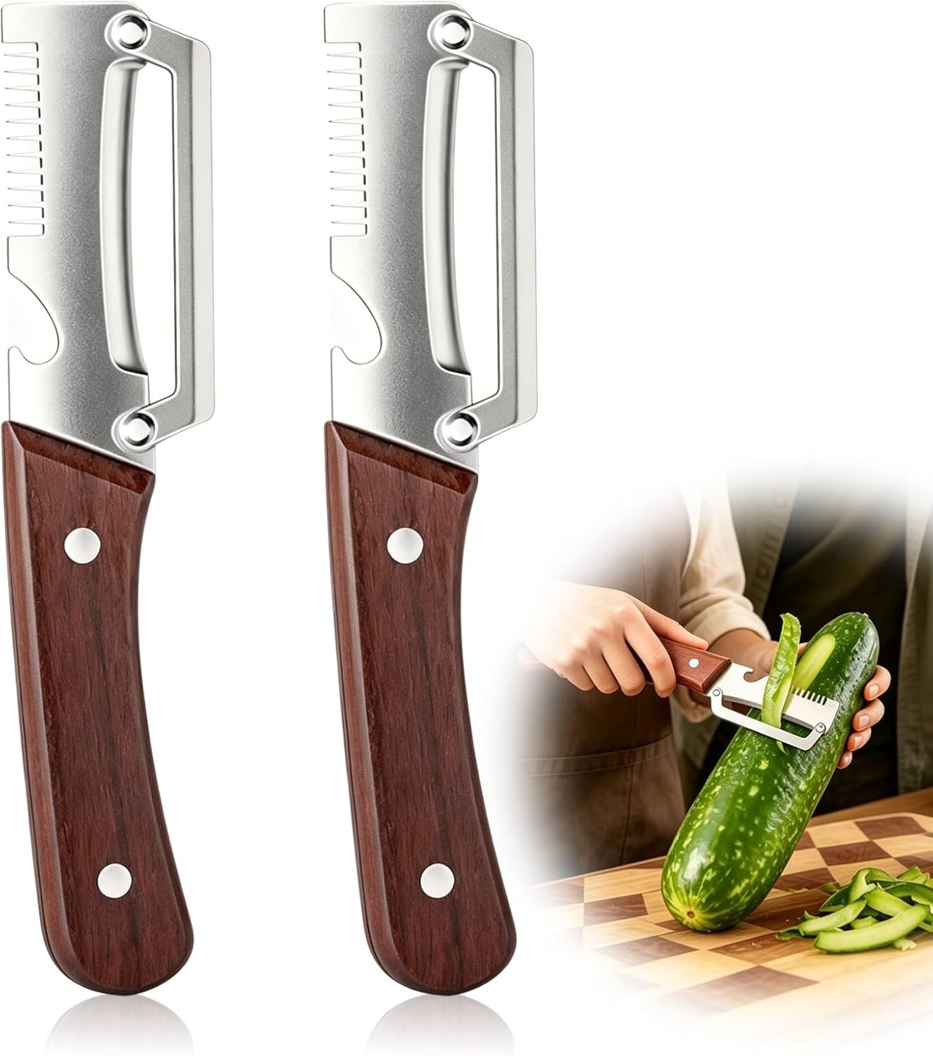 2Pcs Vegetable Peeler 3 in 1 Multi-Functional for Kitchen Stainless Steel Peeler