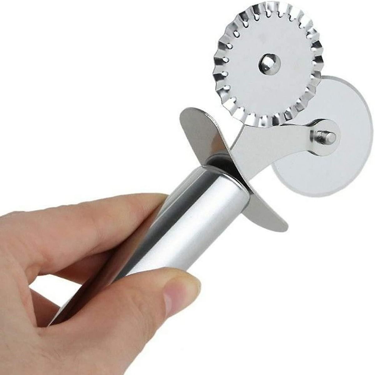 2in1 Pizza & Pastry Cutter Stainless Steel Pizza Cutter Wheel Easy to Cut Clean
