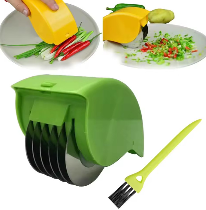 Herb Roller Chopper 6 Blade Stainless Steel Vegetable Cutter