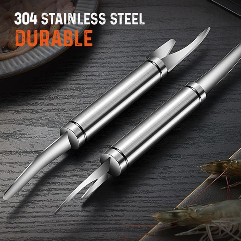1pc 6-in-1 Stainless Steel Shrimp Peeler Fish Scaler Line Cutter Tool – NEW