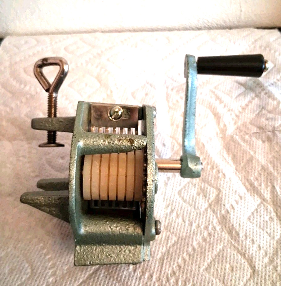 Vintage Norpro Deluxe Cast Iron Bean Frencher With Clamp in Original Box NP125