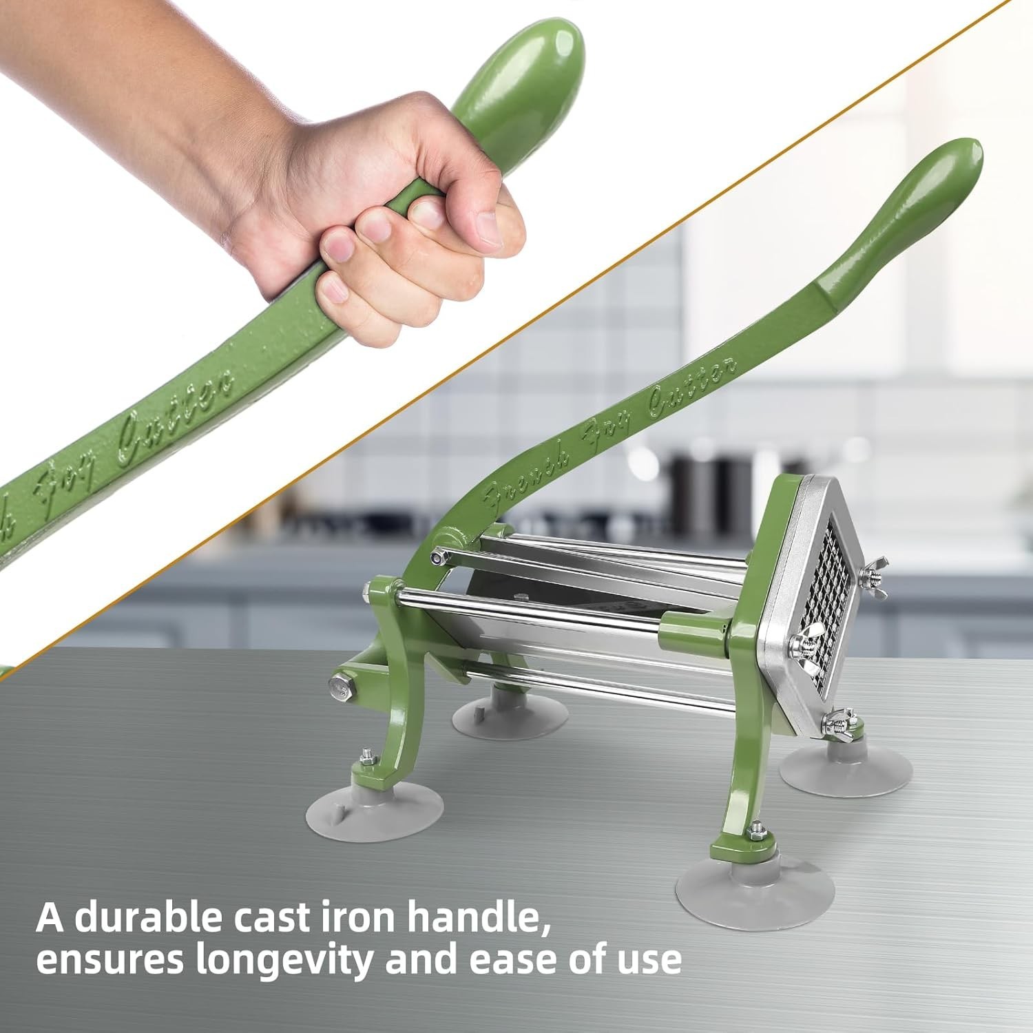 French Fry Cutter Commercial Potato Slicer with Suction Feet Complete Set, In…