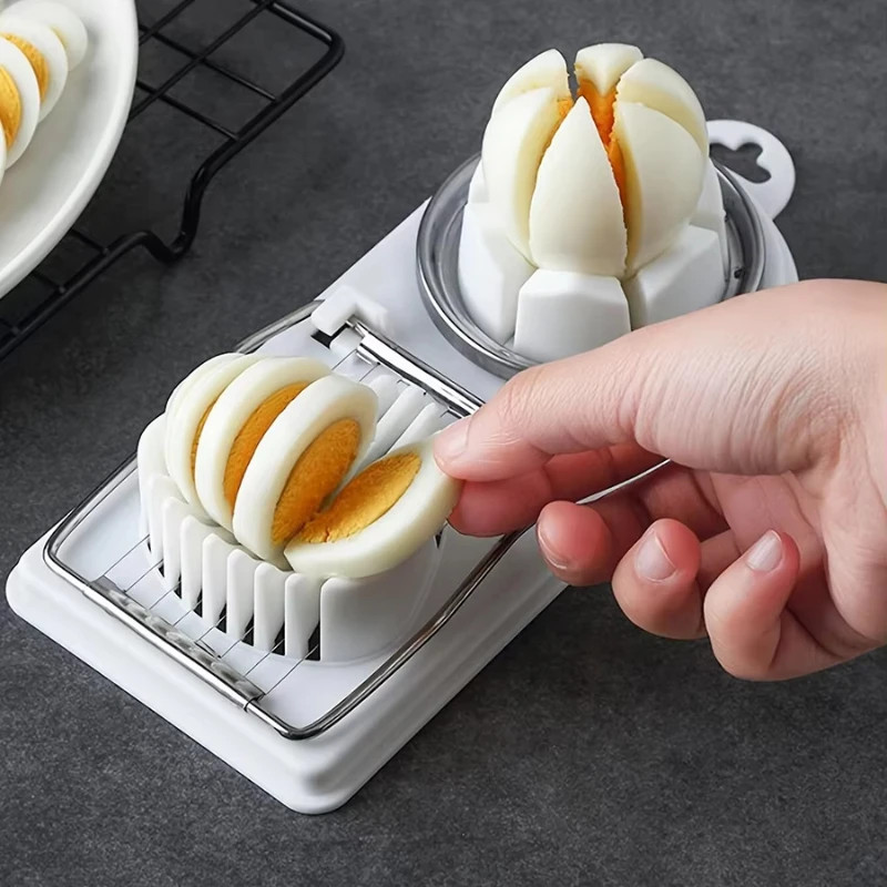 Multifunctional PP Base egg cutter 2-in-1 stainless steel wire pull egg