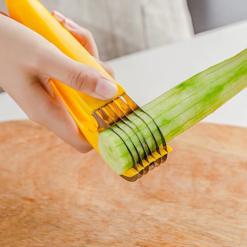 Banana Slicer Fruit Knife Veggie Hotdog Cucumber Cutter Kitchen Gadget Bar Tools