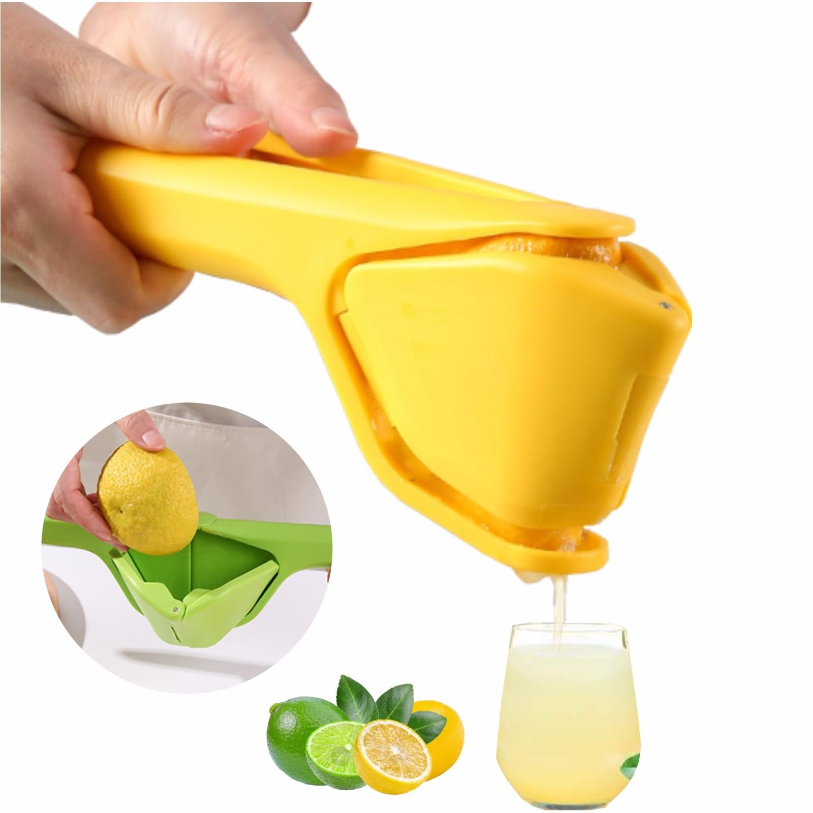 Lime and Lemon Juicer Press, Heavy Duty Manual Squeezer for Fresh Juice, Yellow