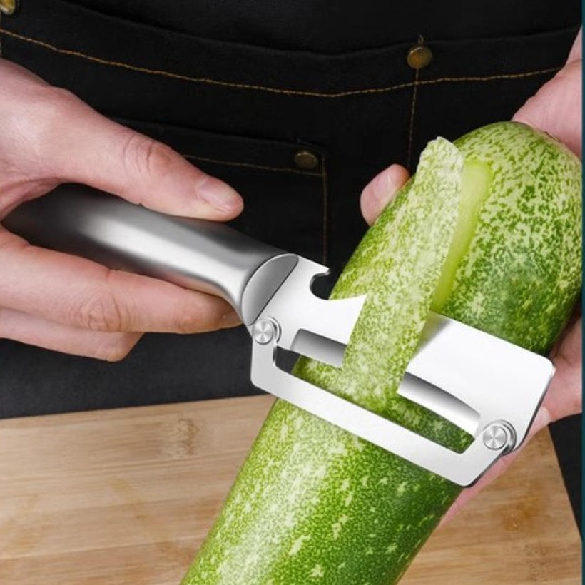 2-in-1 Stainless Steel Vegetable Peeler w/ Handle and Bottle Opener Kitchen Tool