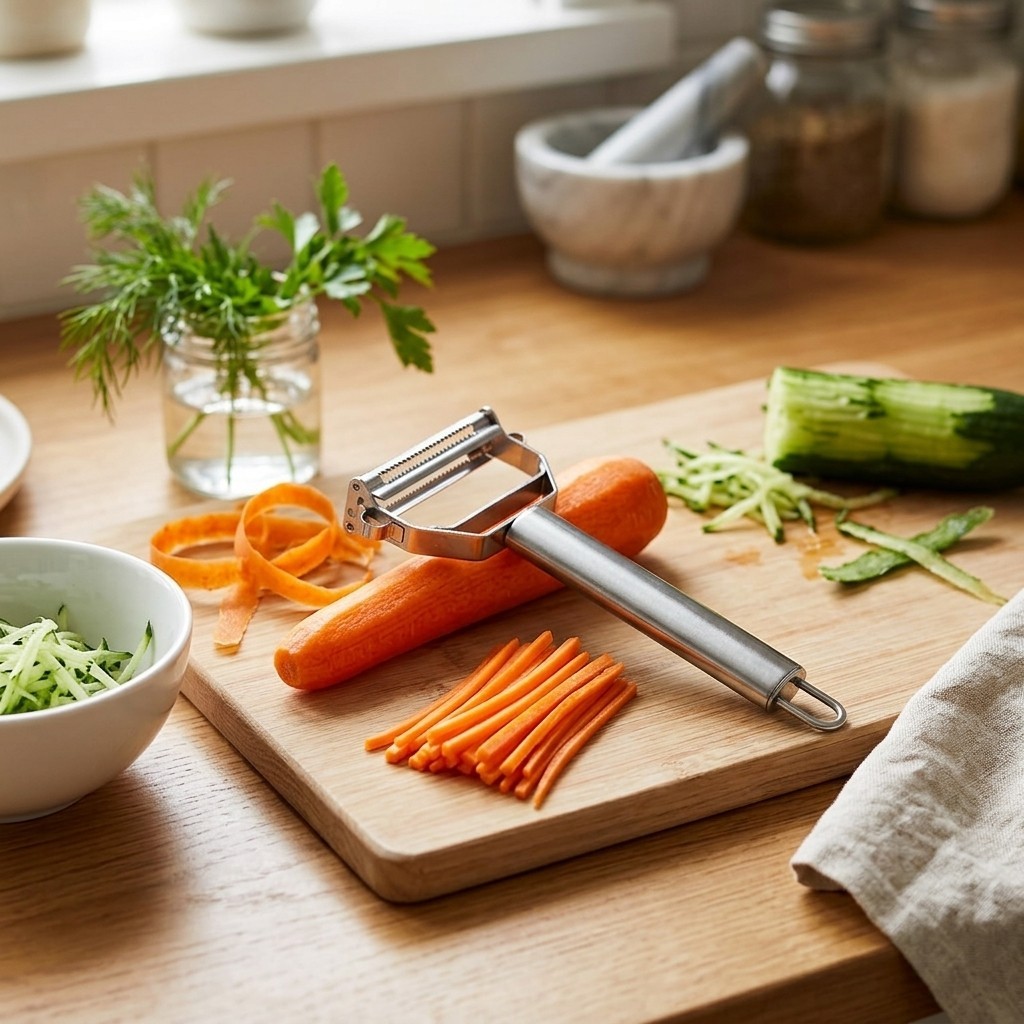 Stainless Steel Julienne Peeler 2Pcs Dual-Use Kitchen Vegetable Slicer