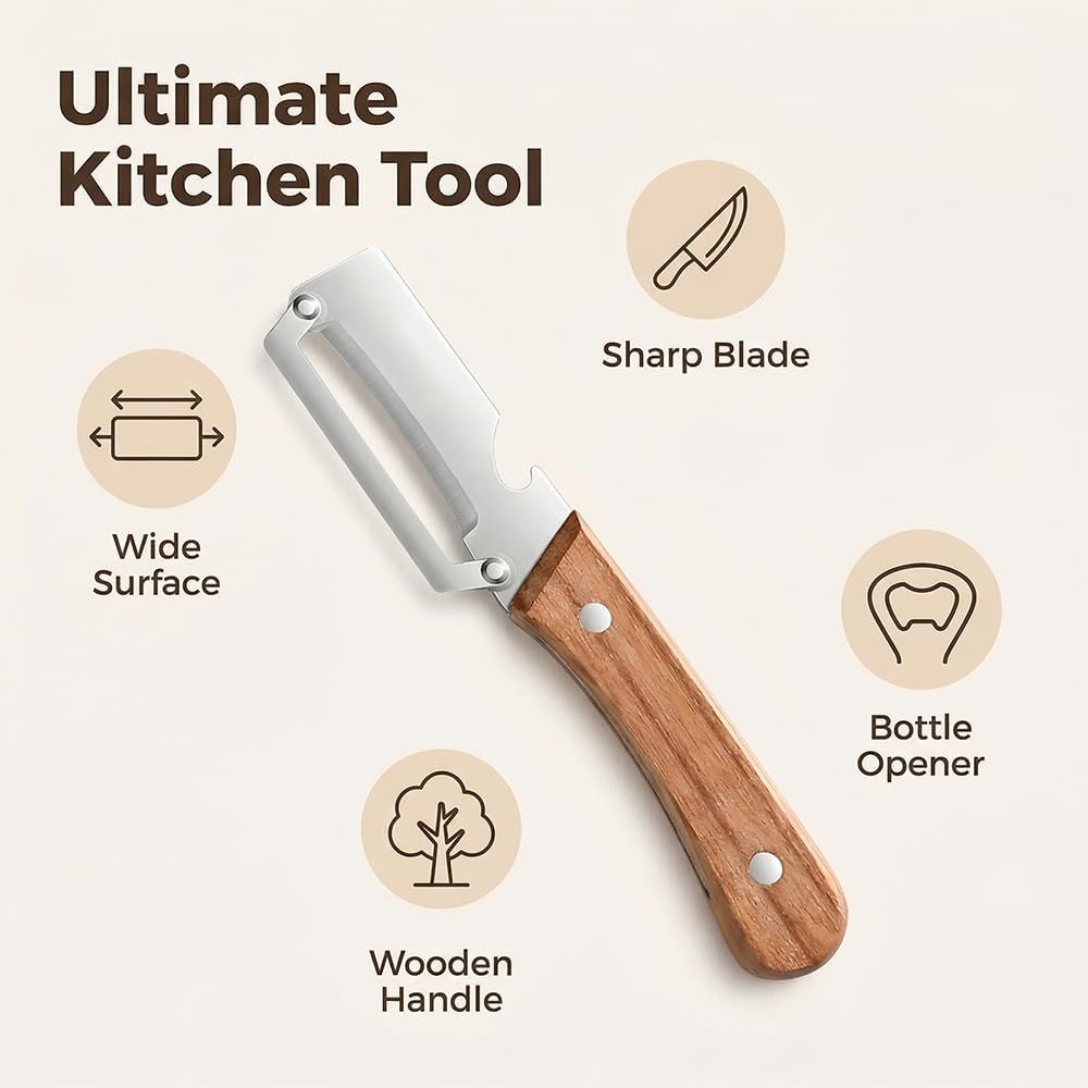 2-in-1 Stainless Steel Vegetable Peeler w/ Handle and Bottle Opener Kitchen Tool