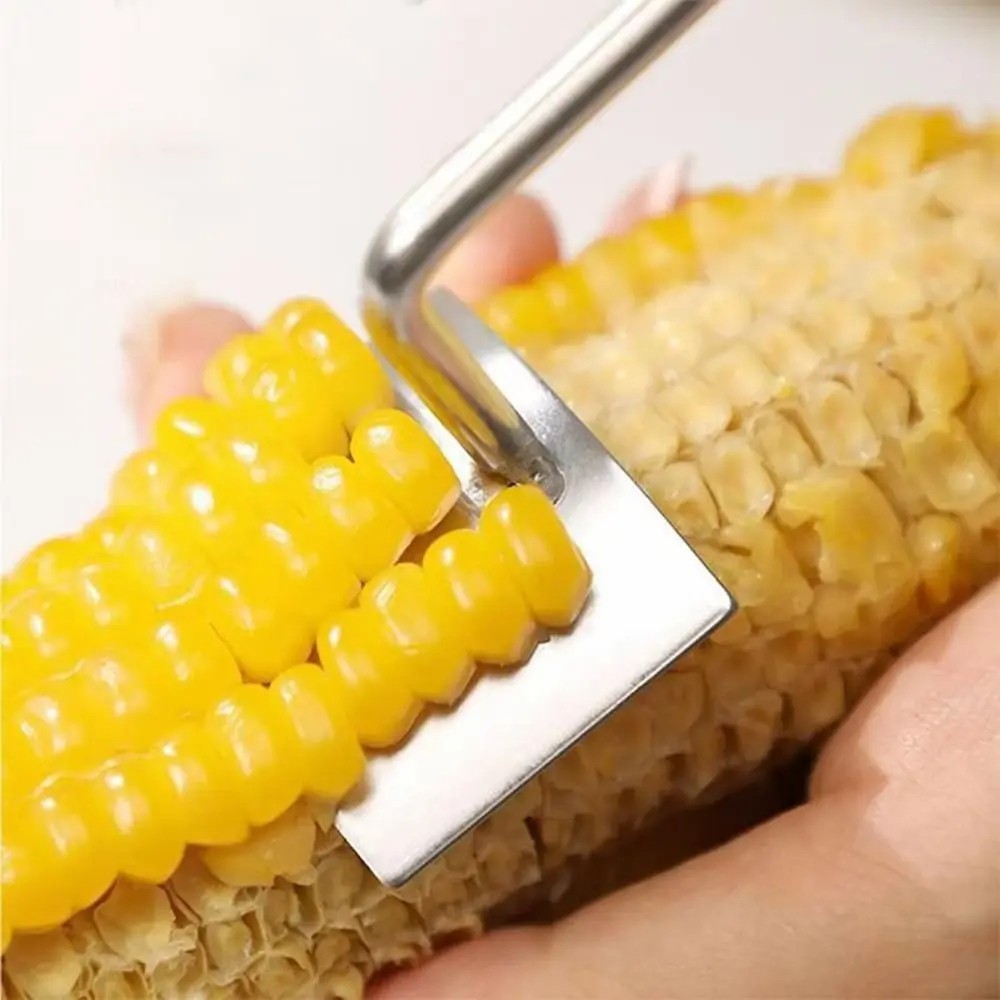 1PC Corn Peeler Stainless Steel Corn Cob Stripping Tool w/ Hook Long Handle Corn