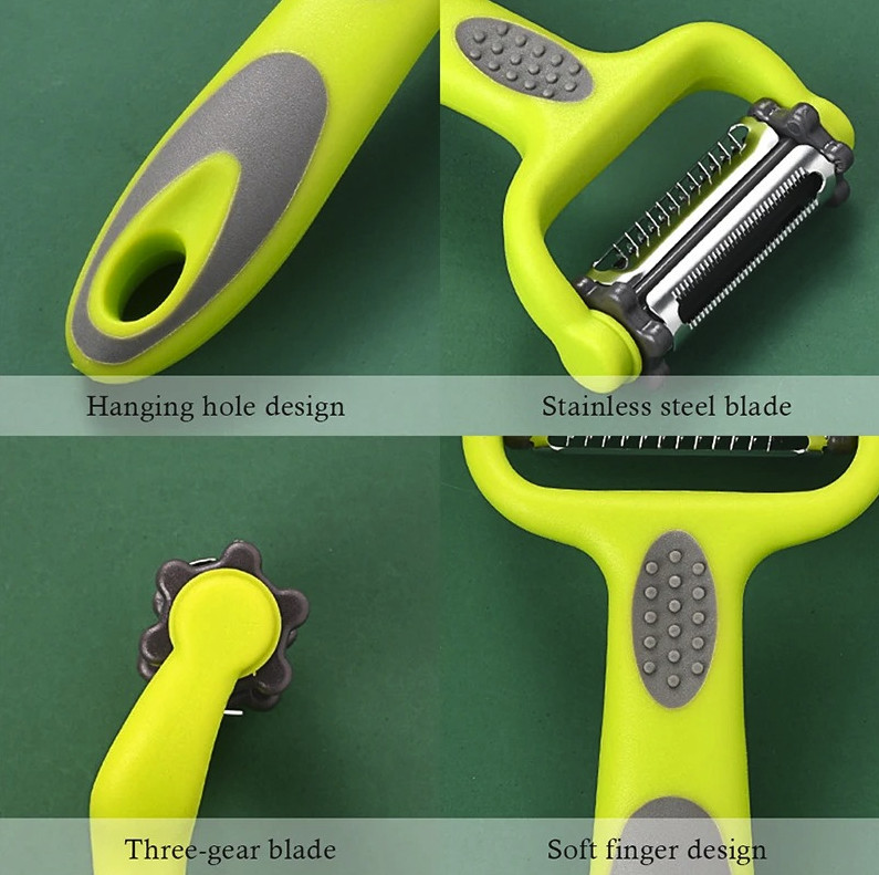 1pc 3-in-1 Rotary Vegetable Peeler Julienne Slicer Stainless Steel – NEW